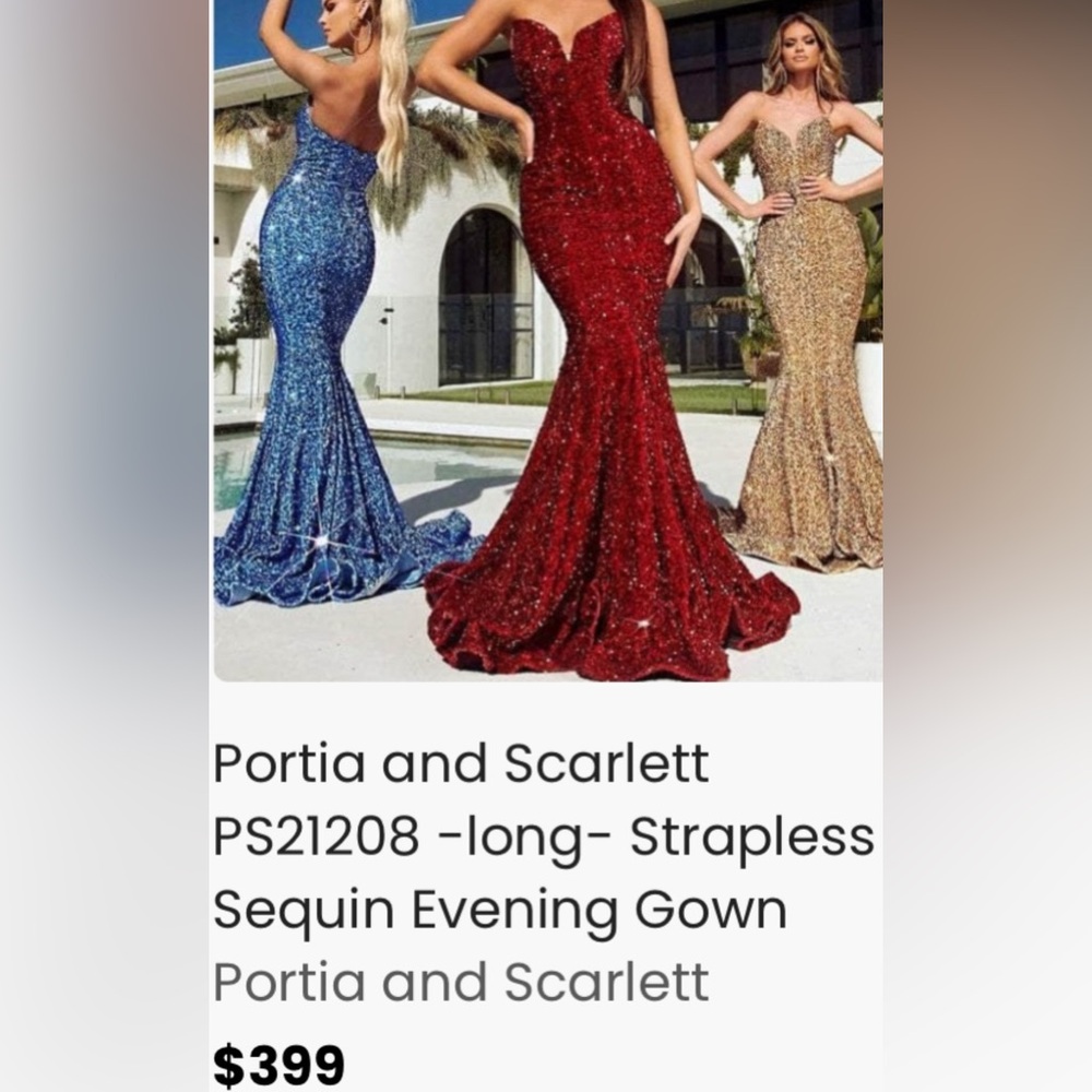 Portia and Scarlett Red  Strapless Sequin Dress